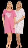 PACK OF 2 100% COTTON HEART NIGHTSHIRTS