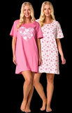 PACK OF 2 100% COTTON HEART NIGHTSHIRTS