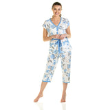 Lady Olga Rose Print Cropped Leg Pyjamas