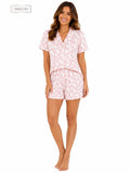 Ladies blush pink button through shorts satin pyjama’s - Indigo Sky