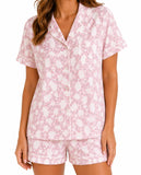 Ladies blush pink button through shorts satin pyjama’s - Indigo Sky