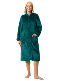 LUXURY EMBOSSED FLEECE ZIP DRESSING GOWN