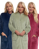 LUXURY EMBOSSED FLEECE ZIP DRESSING GOWN