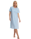 Summer Meadow. 100% Cotton jersey short sleeve nightdress Sizes 8 - 26