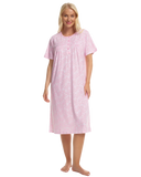 Summer Meadow. 100% Cotton jersey short sleeve nightdress Sizes 8 - 26