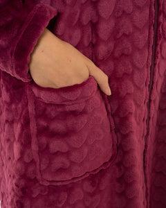 LUXURY EMBOSSED FLEECE ZIP DRESSING GOWN