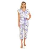 Lady Olga Rose Print Cropped Leg Pyjamas