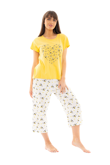 Ladies Suzy & Me 100% Cotton Jersey Crop Leg Pyjama