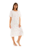 Suzy & Me Ladies Moonlight Floral 100% Cotton Short Sleeve Nightdress
