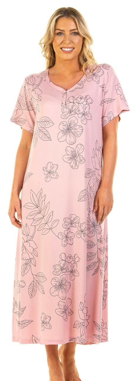 Supersoft Plus Size Charcoal Floral Nightdress Suzy & Me